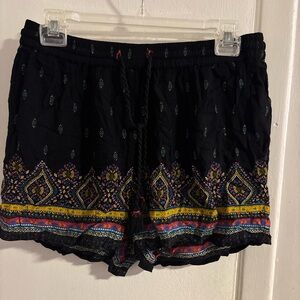 New Look Black Shorts with Colorful Patterns